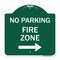 Signmission No Parking Sign Fire Zone W/ Right Arrow, Green & White Aluminum Sign, 18" x 18", GW-1818-23672 A-DES-GW-1818-23672 - alternate 1